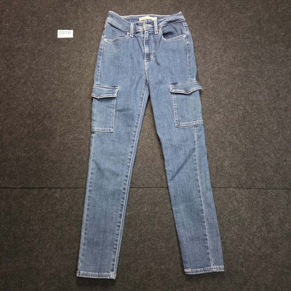 Levi's 721 High Rise Skinny Ankle Cargo Jeans Size 25 Blue Denim